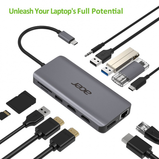 Acer 12in1 USB-C dongle (USB, 2xHDMI, PD, CD, DP, RJ45) - AKCE do konce března 2025!
