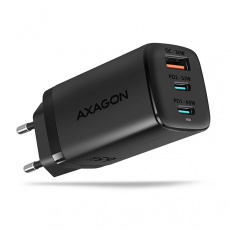 AXAGON ACU-DPQ65, GaN nabíječka do sítě 65W, 3x port (USB-A + dual USB-C), PD3.0/QC4+/PPS/Apple AXAGON ACU-DPQ65, GaN nabíječka do sítě 65W, 3x port (USB-A + dual USB-C), PD3.0/QC4+/PPS/Apple