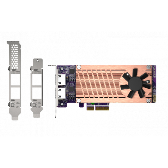 QNAP QM2 series, 2 x PCIe 2280 M.2 SSD slots, PCIe Gen3 x 4 , 2 x  Intel I225LM 2.5GbE NBASE-T port