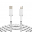 BELKIN kabel oplétaný USB-C - Lightning, 1m, bílý