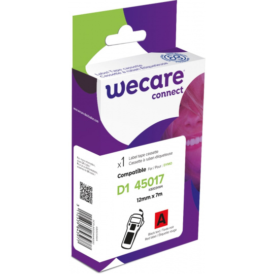 WECARE ARMOR páska kompatibilní s DYMO S0720570,Black/Red,12MM*7M