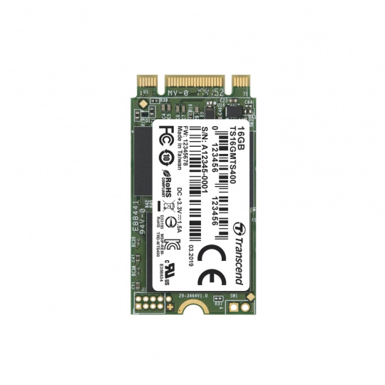 TRANSCEND MTS400 16GB SSD disk M.2 2242, SATA III 6Gb/s (MLC), 530MB/s R, 470MB/s W