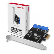 AXAGON PCEU-034VL, PCIe řadič, 2x interní 19-pin USB 3.2 Gen 1 port, 5 Gbps, SP & LP