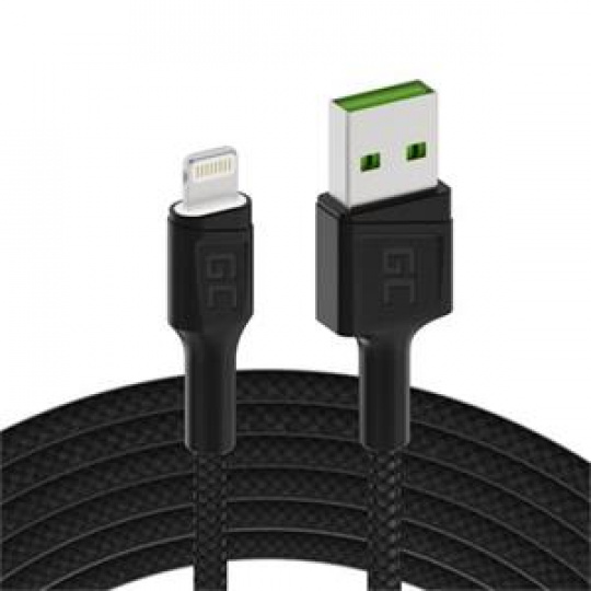 Green Cell Ray Kabel USB-A  - Lightning 2m LED s rychlým nabíjením pro Apple iPhone