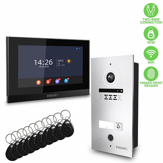 EVOLVEO DoorPhone ID-1, 2drátový videotelefon s RFID, otiskem prstu a podporou ONVIF kamer