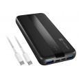 Power banka Natec TREVI SLIM Q V2 10000mAh, 2X USB-A 18W, 1X USB-C 20W, USB-C - USB0-C kabel, černá