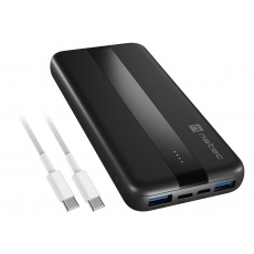 Power banka Natec TREVI SLIM Q V2 10000mAh, 2X USB-A 18W, 1X USB-C 20W, USB-C - USB0-C kabel, černá Power banka Natec TREVI SLIM Q V2 10000mAh, 2X USB-A 18W, 1X USB-C 20W, USB-C - USB0-C kabel, černá