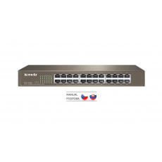 Tenda TEF1024D - 24x 10/100 Mb/s Fast Ethernet Switch,Fanless-bez ventilátorů, Rackmount,6kV ochrana Tenda TEF1024D - 24x 10/100 Mb/s Fast Ethernet Switch,Fanless-bez ventilátorů, Rackmount,6kV ochrana