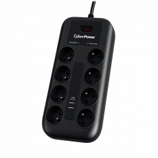 CyberPower přepěťová ochrana, 8 českých zásuvek, 2x USB CyberPower přepěťová ochrana, 8 českých zásuvek, 2x USB