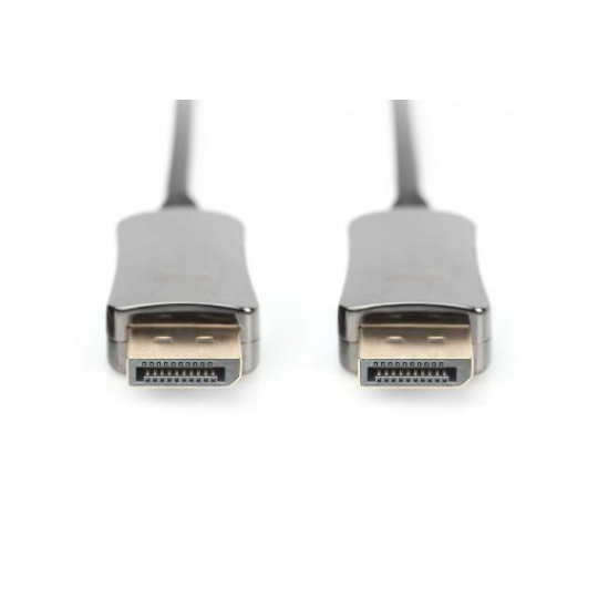 Digitus DisplayPort AOC hybridní připojovací kabel M/M, 30m, UHD 8K@60Hz, CE, gold, bl
