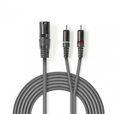 Nedis COTH15200GY15 - XLR Audiokabel | XLR 3pinová Zástrčka – 2x RCA Zástrčka | 1,5 m | Šedá barva Nedis COTH15200GY15 - XLR Audiokabel | XLR 3pinová Zástrčka – 2x RCA Zástrčka | 1,5 m | Šedá barva