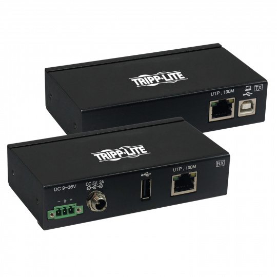 Extender, 1-port USB 2.0 přes Cat6, ESD ochrana, PoC, průmyslový, možnost montáže, 100mm