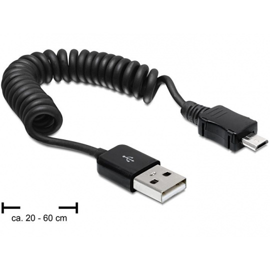 Delock kabel USB 2.0 A samec > USB micro B samec, kroucený kabel