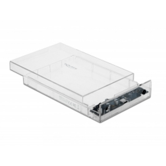 Delock Externí pouzdro pro HDD SATA 3.5” se zásuvkovým průhledným konektorem USB Type-C™ - beznástrojový