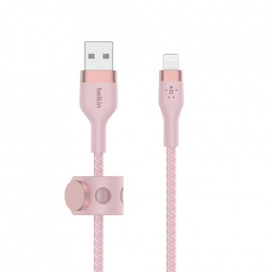 Belkin kabel USB-A s konektorem LTG,3M růžový pletený