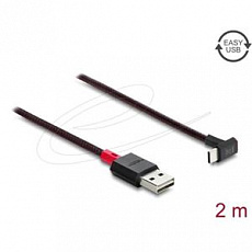 Delock Kabel EASY-USB 2.0 Typ-A samec na USB Type-C samec pravoúhlý nahoru / dolů 2 m černý