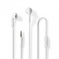 Nedis HPWD2021WT - Kabelová Sluchátka | Do uší  | 3,5 mm | Délka kabelu: 1.2 m | mikrofon |  Ovládání Hlasitosti | Bílá