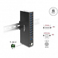 Delock Průmyslový rozbočovač ze 10 x USB 5 Gbps Typ-A s ochranou proti elektrostatickému výboji (ESD) až 8 kV a s montáž