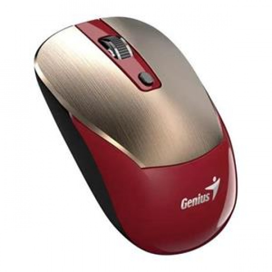 Genius NX-7125 Myš, bezdrátová, optická, 1200DPI, 4 tlačítka, Copilot, 2,4GHz, USB-A, 1× AA baterie, červeno-zlatá