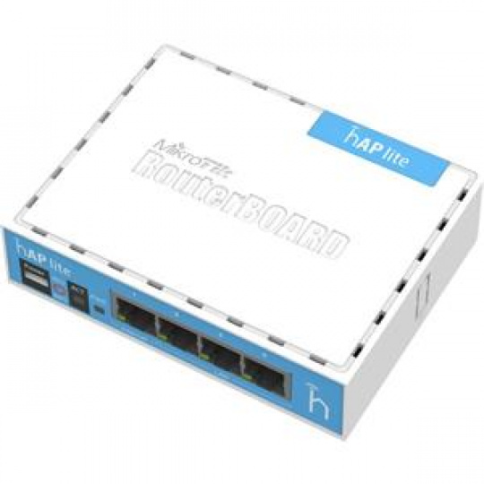MikroTik RouterBOARD RB941-2nD, hAP-Lite, 650Mhz CPU, 32MB RAM, 4xLAN, 2.4Ghz 802b/g/n, ROS L4, case, PSU