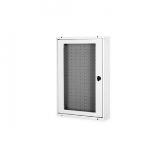 DIGITUS Skříň pro domácí automatizaci na zeď, povrchová montáž 600x400x100 mm, rámy skleněné dveře, šedá (RAL 7035)