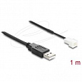 Delock Kabel ventilátoru USB 2.0 ze zástrčky Typ-A na třípinový zástrčkový konektor ventilátoru, 1 m