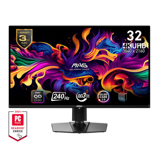 MSI MAG/321UPX/31,5"/QD-OLED/4K UHD/240Hz/0,03ms/Black/2R