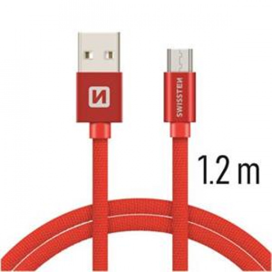 SWISSTEN DATA CABLE USB / MICRO USB TEXTILE 1,2M RED