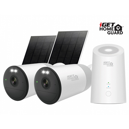 iGET HGWNK108402S - kamerový bateriový 2K Wi-Fi set, 10CH NVR + 2x kamera se solár. panelem, 9000mAh