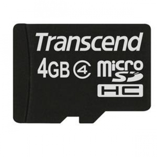 Transcend 4GB microSDHC (Class 4) paměťová karta (bez adaptéru)