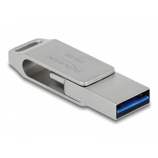 Delock Flash disk USB 5 Gbps, USB-C™ + Typ-A, 256 GB - kovový kryt