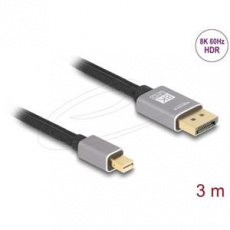 Delock Kabel mini DisplayPort na DisplayPort 8K 60 Hz 3 m šedá kovová bez západky Delock Kabel mini DisplayPort na DisplayPort 8K 60 Hz 3 m šedá kovová bez západky