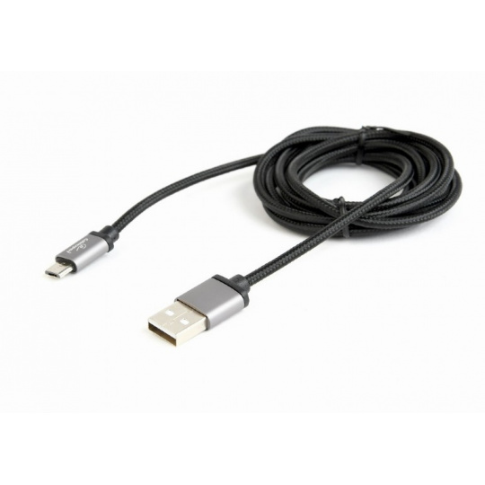 GEMBIRD Opletaný MicroUSB - USB 2.0,  M/M, 1,8 m, černý
