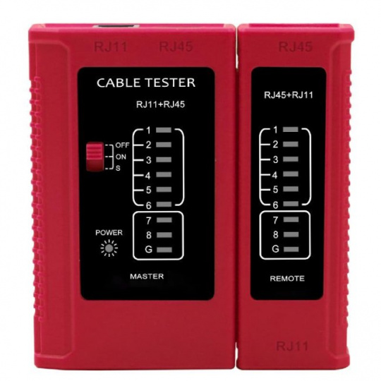 W-Star Tester RJ 45 WS468RD RJ45 RJ11 STP Cat5e Cat7 červená