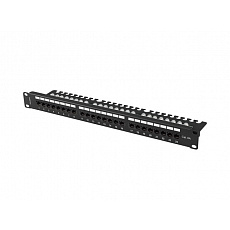 LANBERG PATCH PANEL 24 PORTŮ 1U 19" CAT.6A UTP S POLICÍ ČERNÝ