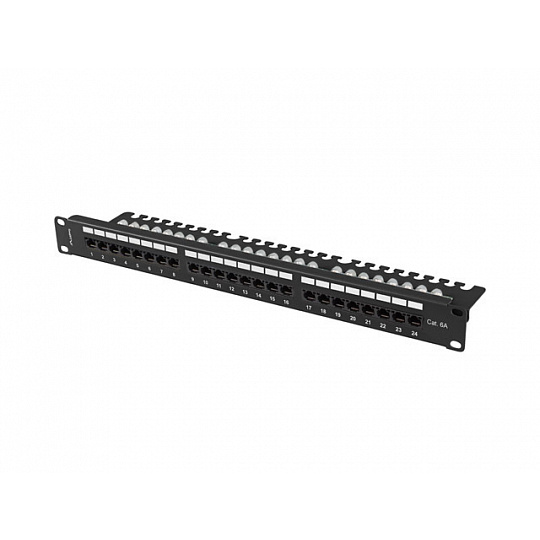 PATCH PANEL 24 PORTŮ 1U 19" CAT.6A UTP S POLICÍ Č