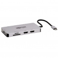 Dokovací stanice USB-C, 2x displej, 4K 60Hz HDMI, USB 3.2 G1, USB-A, GbE, paměť.karta, 100W PD, šedá