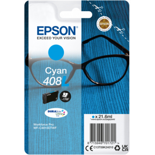 EPSON Singlepack Cyan 408L DURABrite Ultra Ink