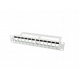 PATCH PANEL 12 PORTŮ 1U S ORGANIZÉREM PRO KEYSTONE MODULY ŠEDÝ LANBERG