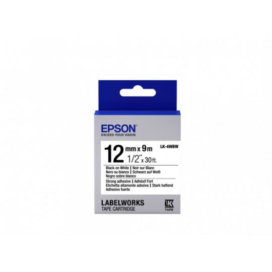 Epson Label Cartridge LK-4WBW, Black/white 12mm