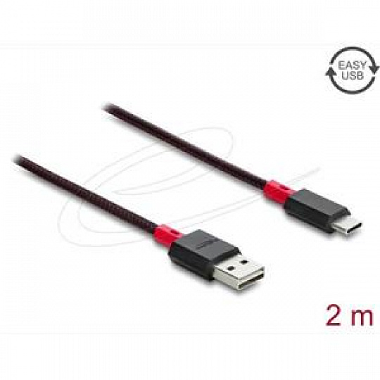 Delock Kabel EASY-USB 2.0 Typ-A samec na USB Type-C samec 2 m černý Delock Kabel EASY-USB 2.0 Typ-A samec na USB Type-C samec 2 m černý