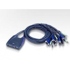 ATEN 4port KVM USB mini, audio, 0.9 metru kabely