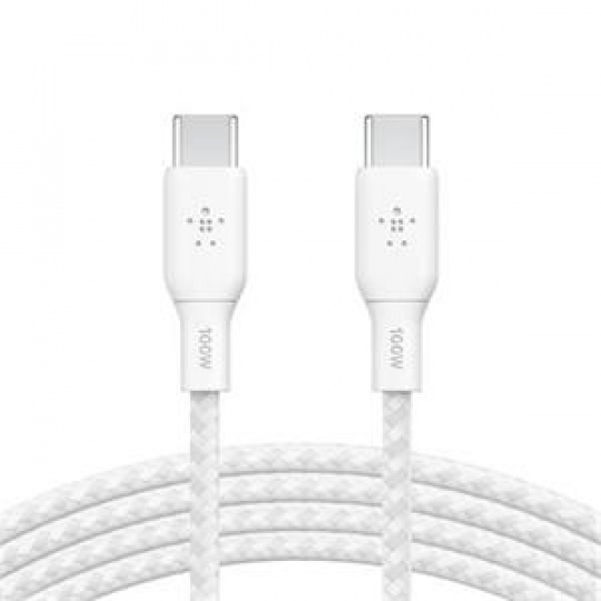 Belkin BOOST CHARGE™ USB-C/USB-C kabel 100W, 3m, bílý - odolný