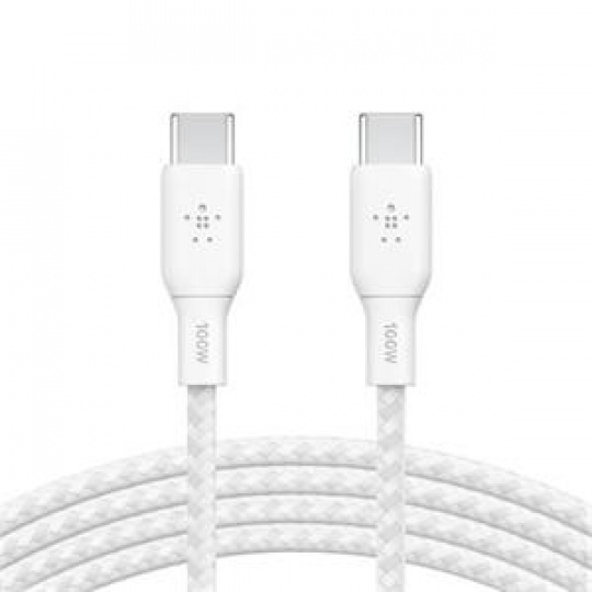 Belkin BOOST CHARGE™ USB-C na USB-C kabel 100W, 3m, bílý - odolný