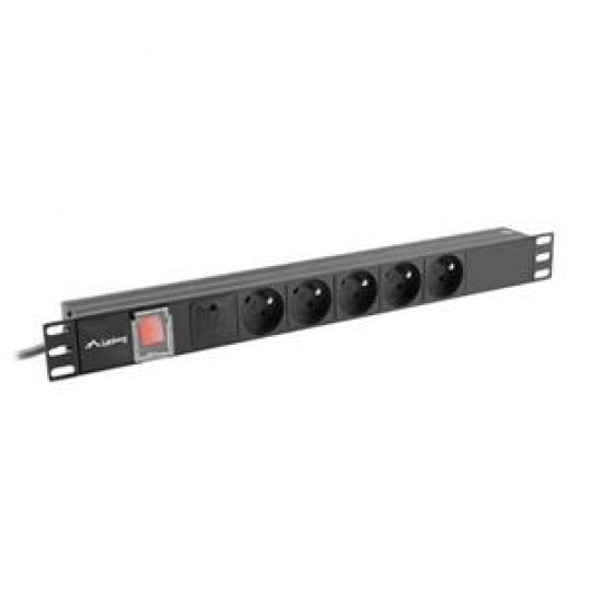 LANBERG NAPÁJECÍ DISTRIBUČNÍ JEDNOTKA (PDU) 19"  1U 16A 2M 5X FRANCOUZSKÉ ZÁSUVKY ČERNÁ