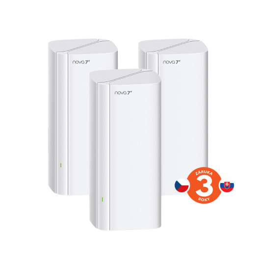 Tenda Nova EE3 Pro (3-pack) WiFi7 BE3600 Mesh Gigabit system, 9x GLAN/GWAN, WPA3, VPN, CZ app Tenda Nova EE3 Pro (3-pack) WiFi7 BE3600 Mesh Gigabit system, 9x GLAN/GWAN, WPA3, VPN, CZ app