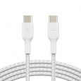 BELKIN kabel oplétaný USB-C - USB-C, 1m, bílý