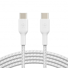 BELKIN kabel oplétaný USB-C - USB-C, 1m, bílý