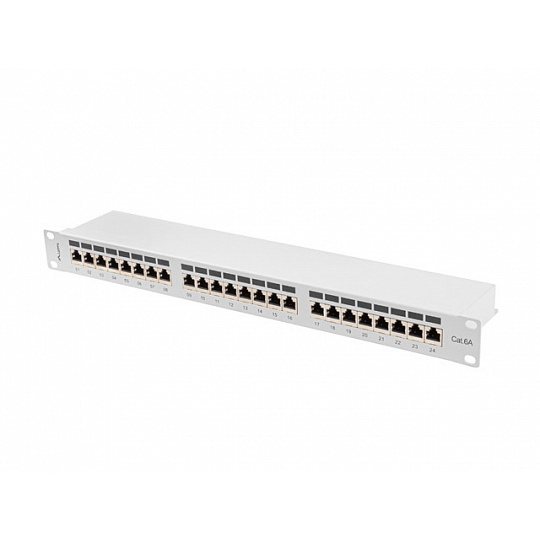 PATCH PANEL 24 PORTŮ 1U 19" CAT.6A FTP STÍNĚNÝ ŠE