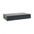 Rozbočovač 10x USB 3, průmyslový, odolnost ESD 20kV, kovové pouzdro, možnost montáže